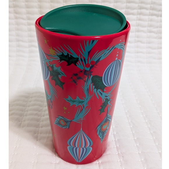 Starbuck Holiday Christmas Ceramic Travel Mug Tumbler with Slide Lid 2024 12 oz - Picture 2 of 6